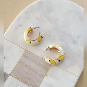 Elegant Yellow and White Hoop Earrings